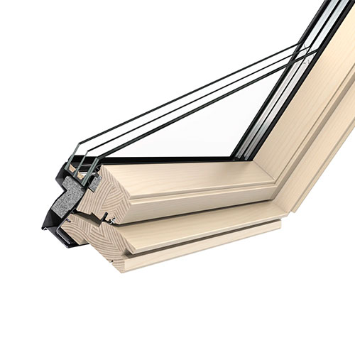 VELUX fa tetőablak metszet